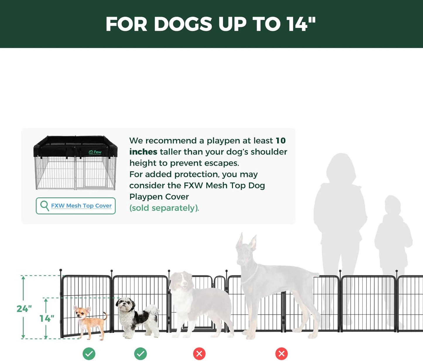 Rollick Unleashed Dog Playpen for Indoor, Yard, RV Camping, 24 Inch 8 Panels for Small and Puppy Dogs, Black│Patented