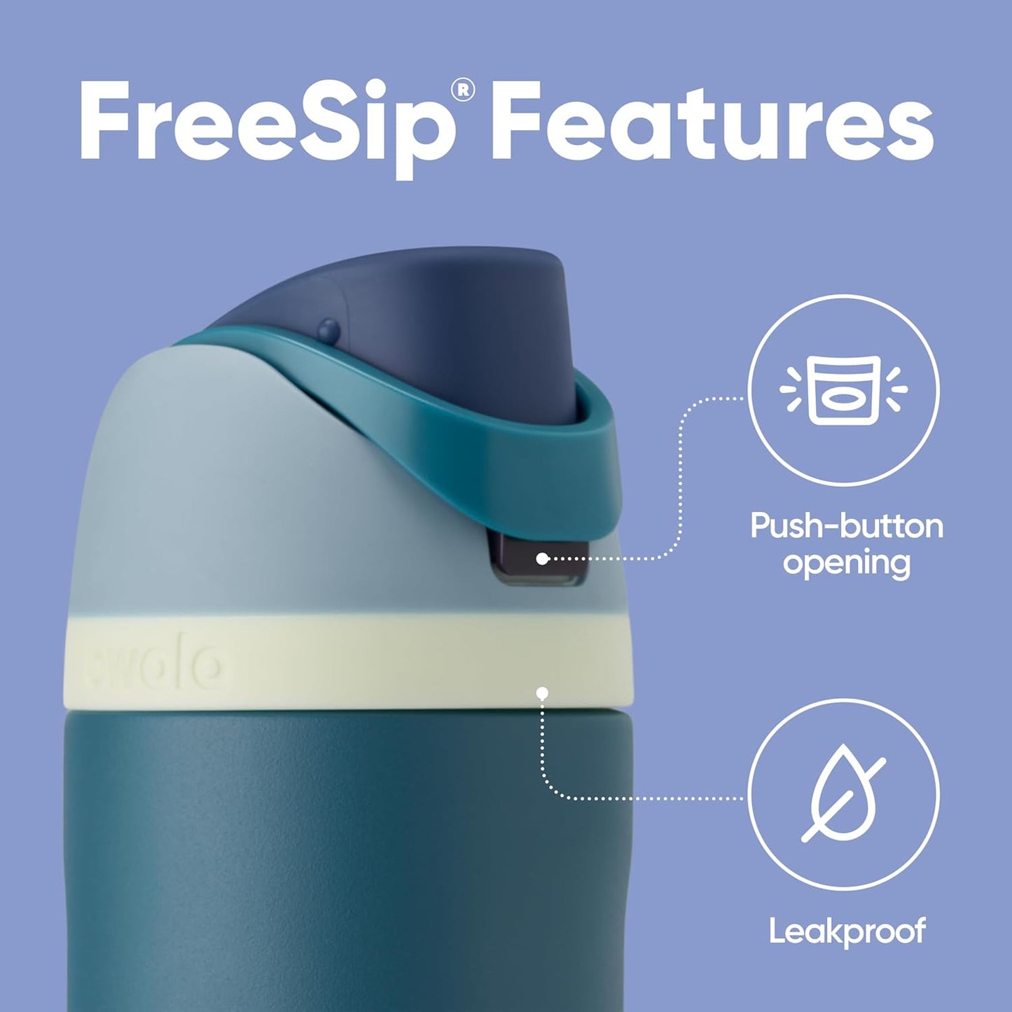 Freesip™ Insulated Stainless Steel Water Bottle – 24oz | Dual-Function Straw Lid | BPA-Free | Leakproof & Sweatproof | Travel-Friendly Sports Bottle – Denim Blue
