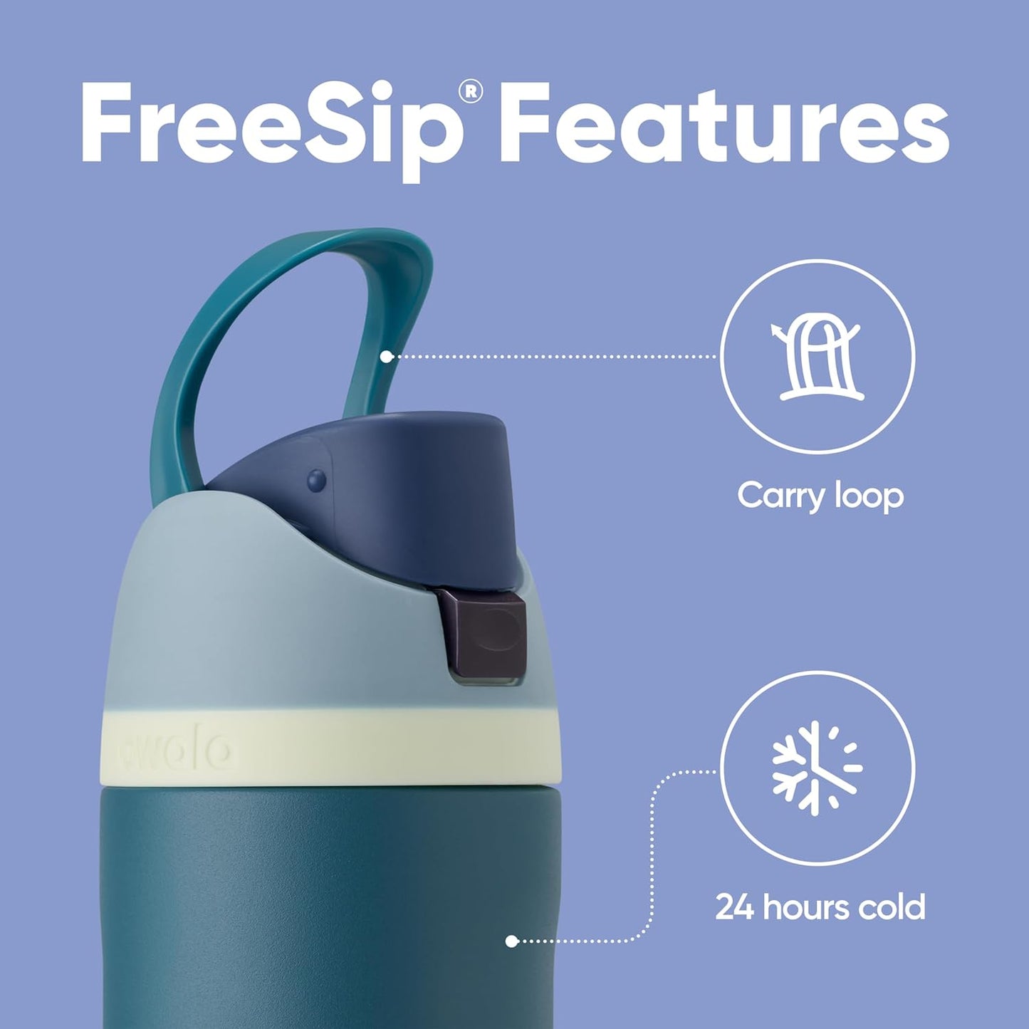 Freesip™ Insulated Stainless Steel Water Bottle – 24oz | Dual-Function Straw Lid | BPA-Free | Leakproof & Sweatproof | Travel-Friendly Sports Bottle – Denim Blue