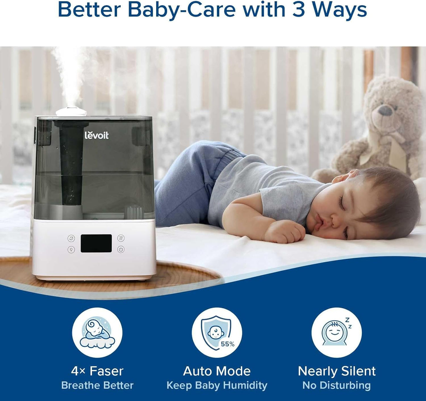 Smart Humidifiers for Bedroom Large Room Home,(6L) Cool Mist Top Fill Essential Oil Diffuser for Baby & Plants,Smart App & Voice Control, Rapid Humidification & Auto Mode-Quiet Sleep Mode, Gray