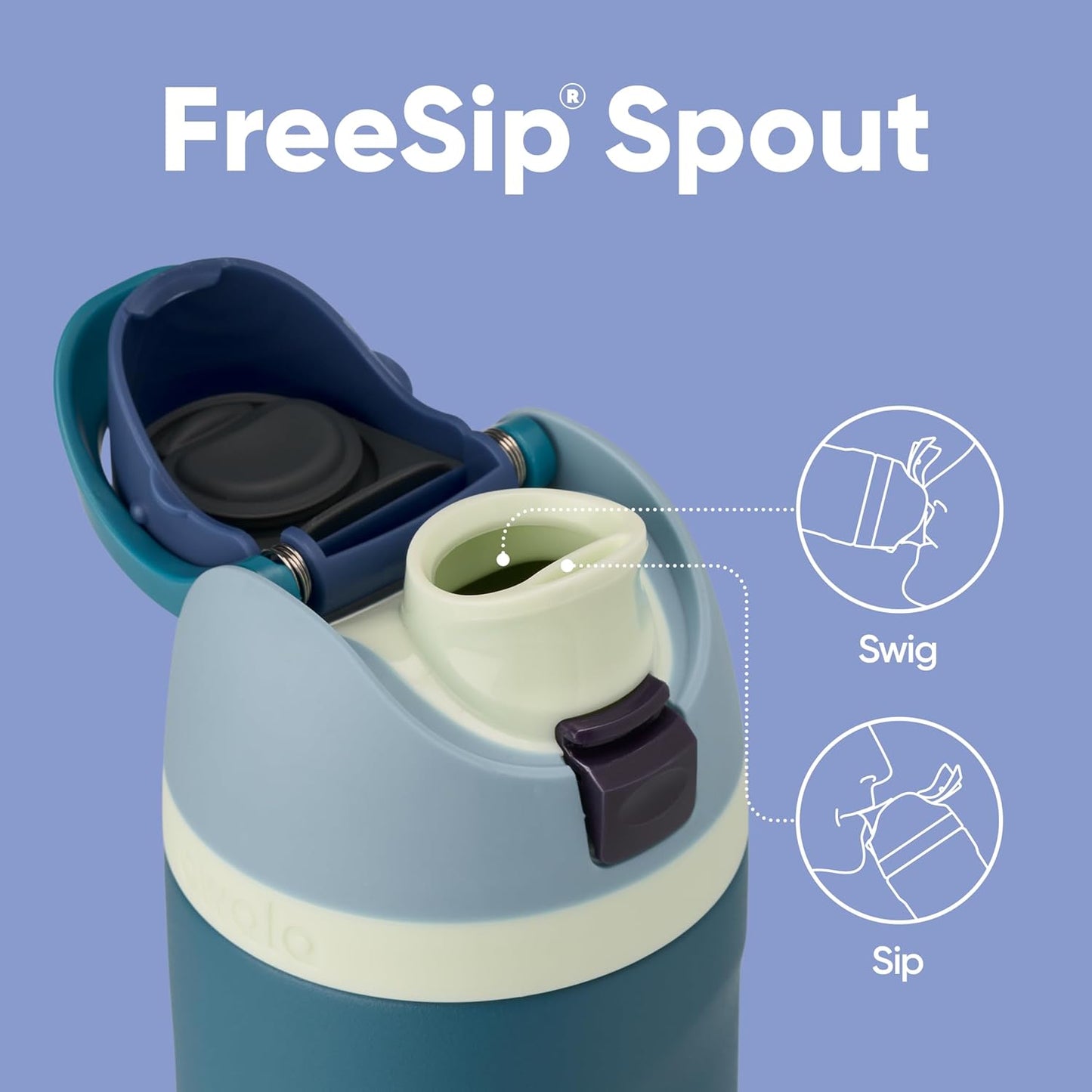 Freesip™ Insulated Stainless Steel Water Bottle – 24oz | Dual-Function Straw Lid | BPA-Free | Leakproof & Sweatproof | Travel-Friendly Sports Bottle – Denim Blue