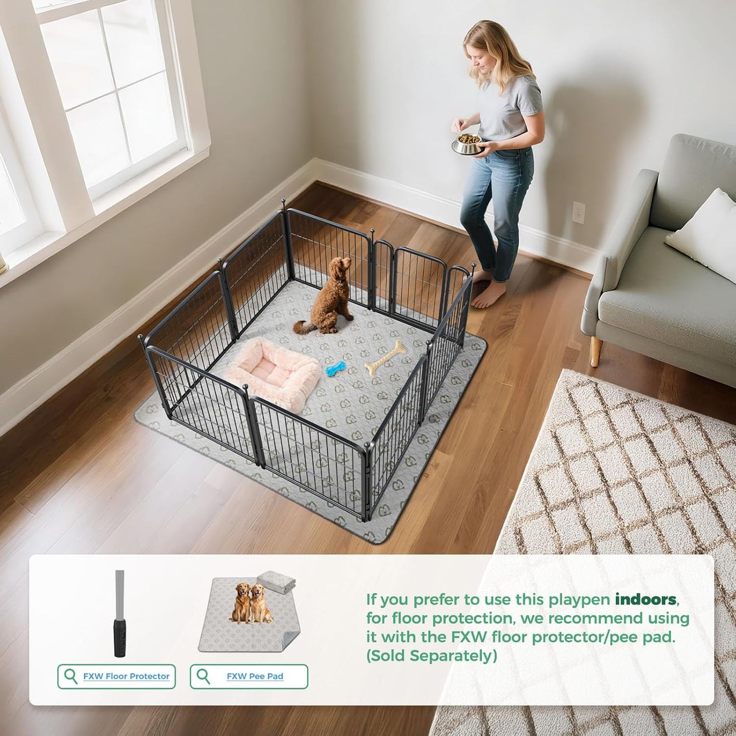 Rollick Unleashed Dog Playpen for Indoor, Yard, RV Camping, 24 Inch 8 Panels for Small and Puppy Dogs, Black│Patented