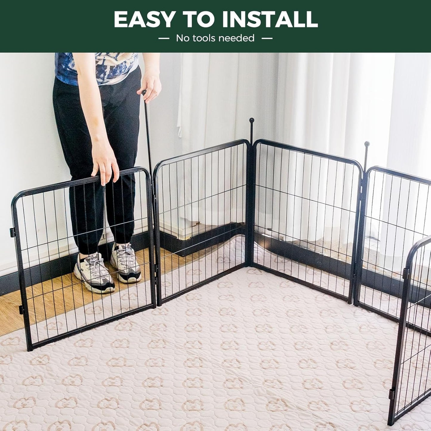 Rollick Unleashed Dog Playpen for Indoor, Yard, RV Camping, 24 Inch 8 Panels for Small and Puppy Dogs, Black│Patented