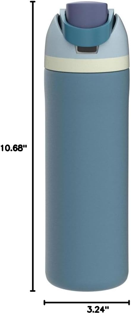 Freesip™ Insulated Stainless Steel Water Bottle – 24oz | Dual-Function Straw Lid | BPA-Free | Leakproof & Sweatproof | Travel-Friendly Sports Bottle – Denim Blue