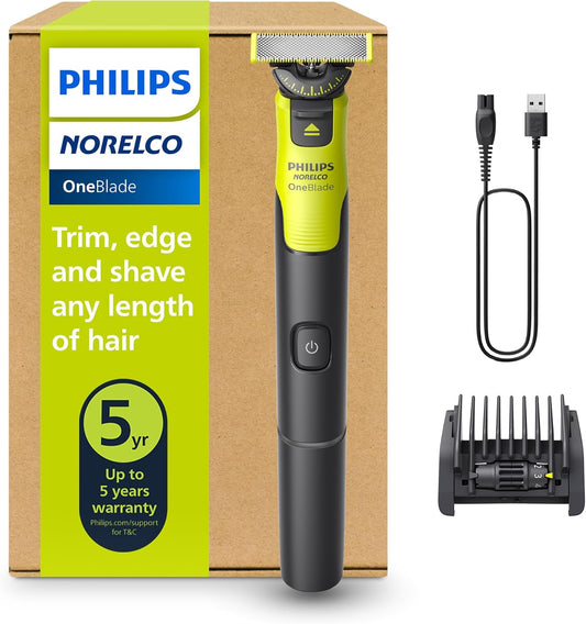 Oneblade 360 with Connectivity Hybrid Face, Electric Beard Trimmer and Shaver, with 360 Blade Technology, 1X360 Blade for Face, 5In1 Adjustable Comb, Model QP4530/90