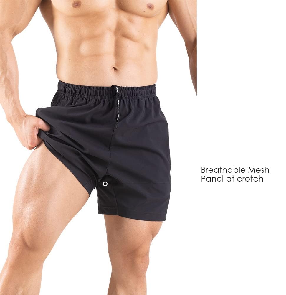 Men's 5" Running Shorts (2-Pack) – Quick-Dry Athletic Workout Gym Shorts with Secure Zipper Pockets