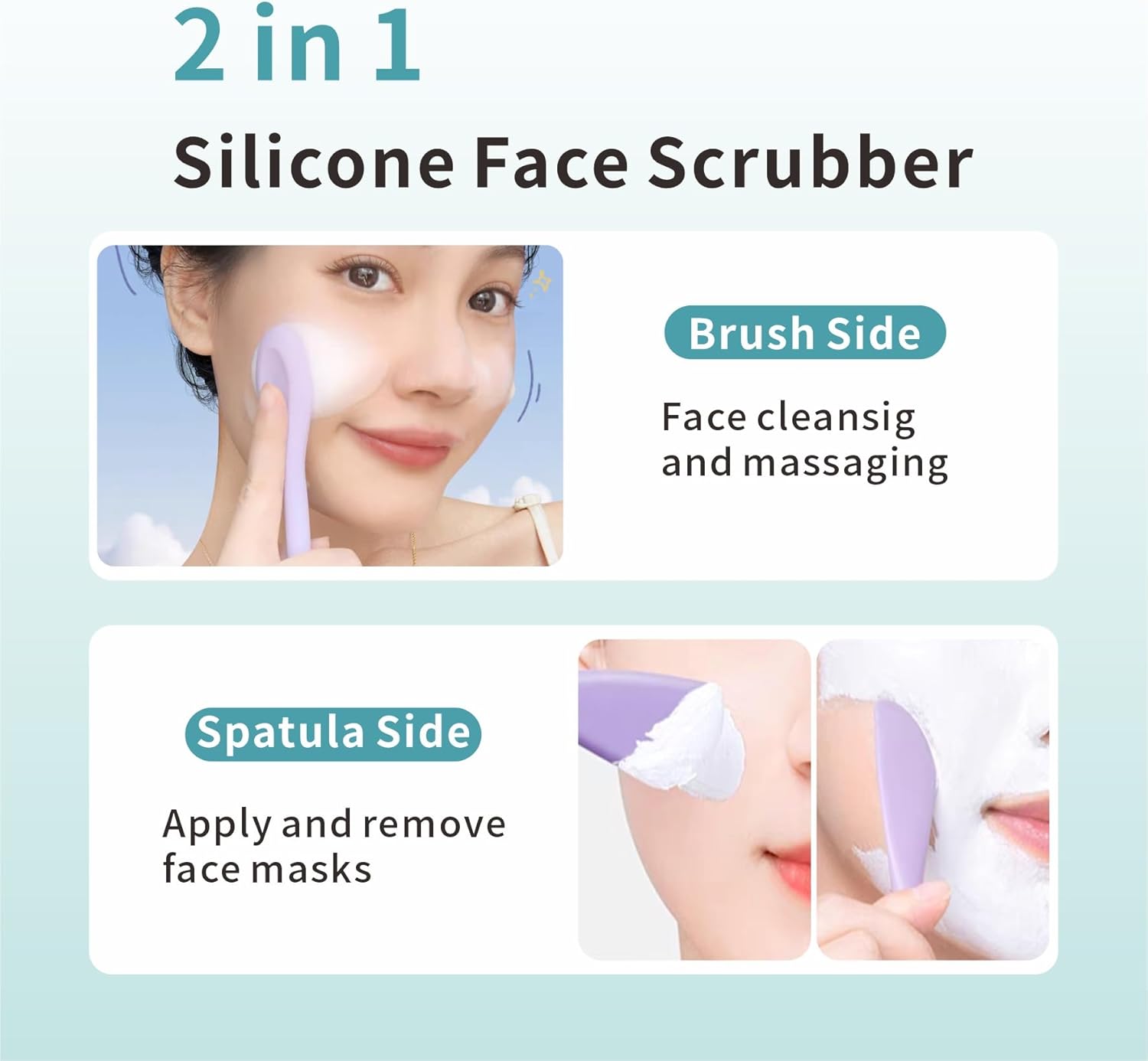 2-in-1 Blackhead Remover Tool & Pore Cleansing Brush – Blue Dual-Action Face Scrubber and Mask Applicator Spatula for Deep Facial Cleansing – Suitable for Men & Women
