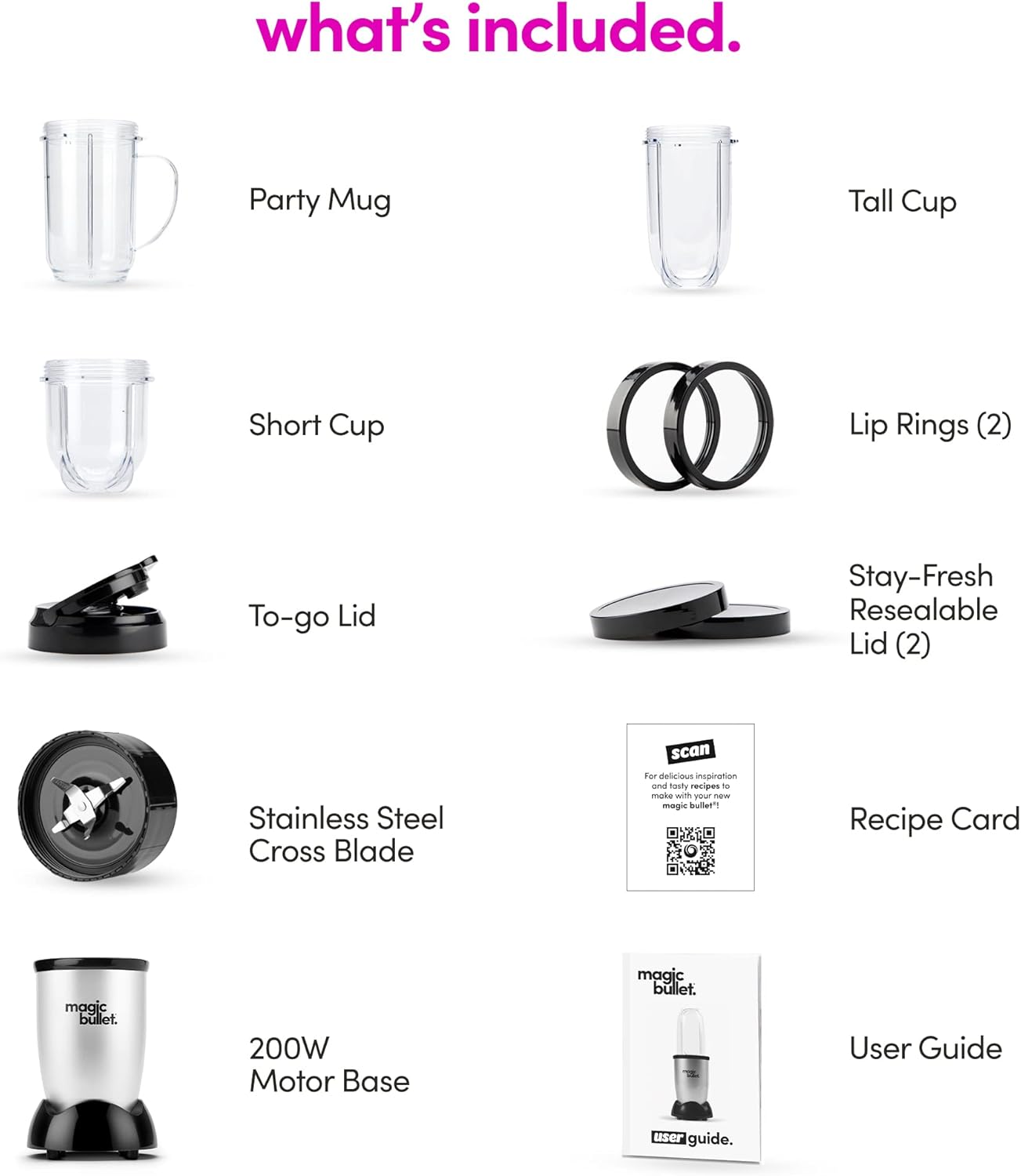 Compact Personal Blender – 11-Piece Set | Powerful Mini Blender for Shakes, Smoothies & Juices | Stainless Steel Blades | Space-Saving Design – Silver