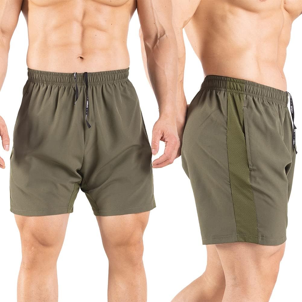 Men's 5" Running Shorts (2-Pack) – Quick-Dry Athletic Workout Gym Shorts with Secure Zipper Pockets