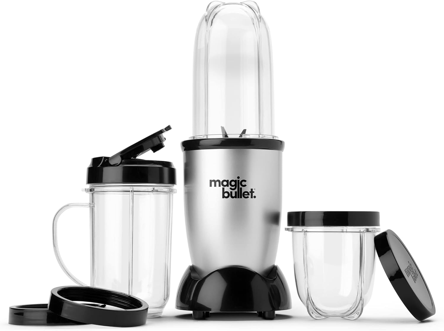 Compact Personal Blender – 11-Piece Set | Powerful Mini Blender for Shakes, Smoothies & Juices | Stainless Steel Blades | Space-Saving Design – Silver