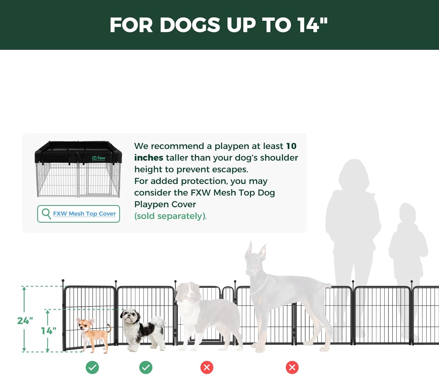Rollick Unleashed Dog Playpen for Indoor, Yard, RV Camping, 24 Inch 8 Panels for Small and Puppy Dogs, Black│Patented