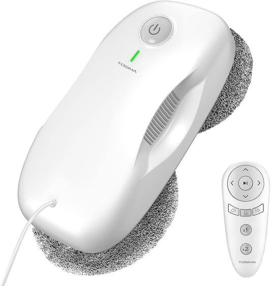 W2 Smart Window Cleaning Robot – 3800Pa Suction | AI Path Planning | Anti-Fall Edge Detection | Remote Control | Auto Glass Cleaner for High-Rise Windows & Mirrors (White)