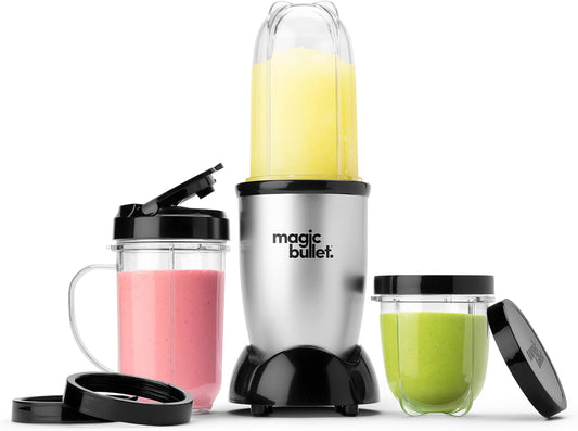 Compact Personal Blender – 11-Piece Set | Powerful Mini Blender for Shakes, Smoothies & Juices | Stainless Steel Blades | Space-Saving Design – Silver