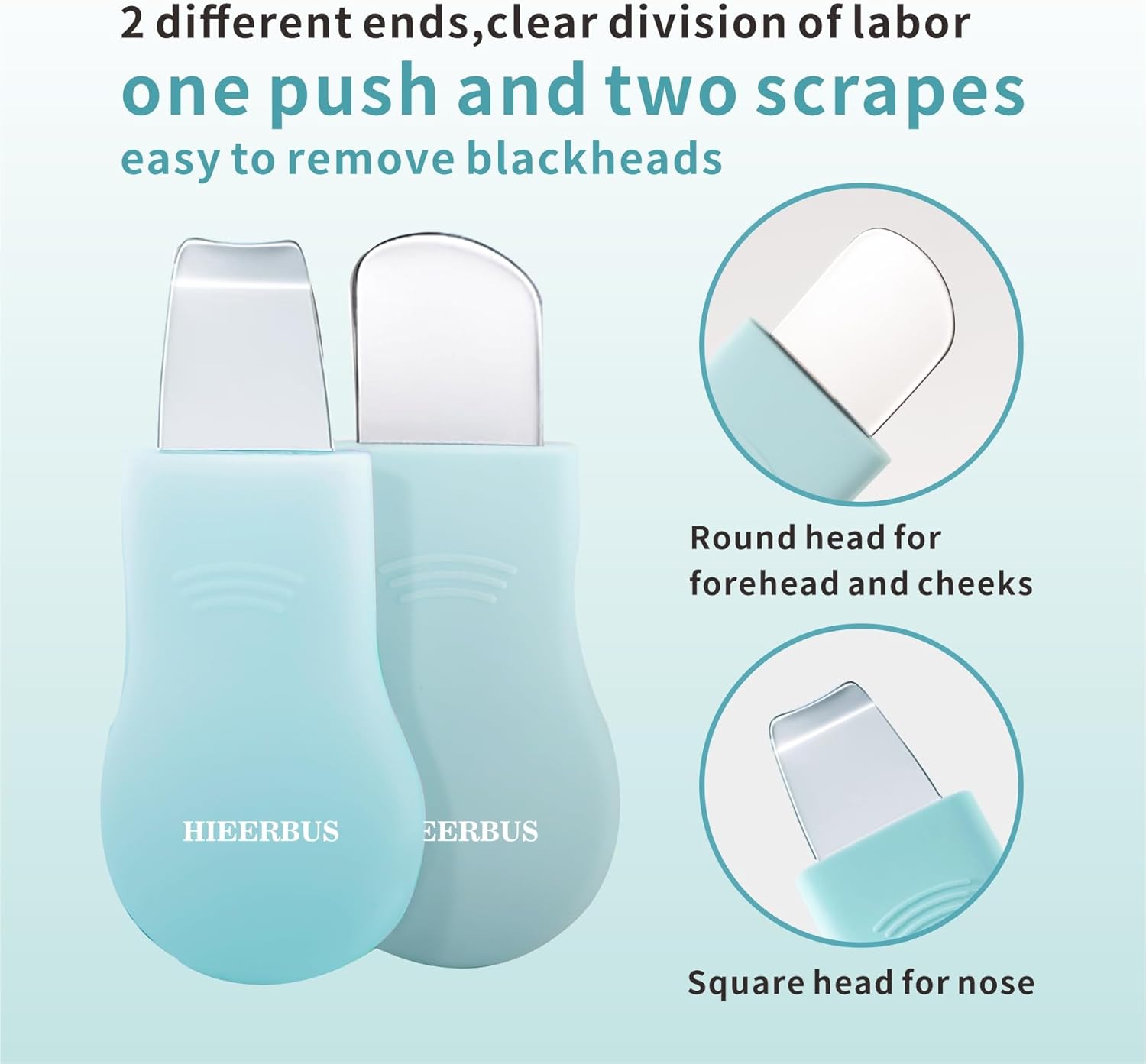 2-in-1 Blackhead Remover Tool & Pore Cleansing Brush – Blue Dual-Action Face Scrubber and Mask Applicator Spatula for Deep Facial Cleansing – Suitable for Men & Women