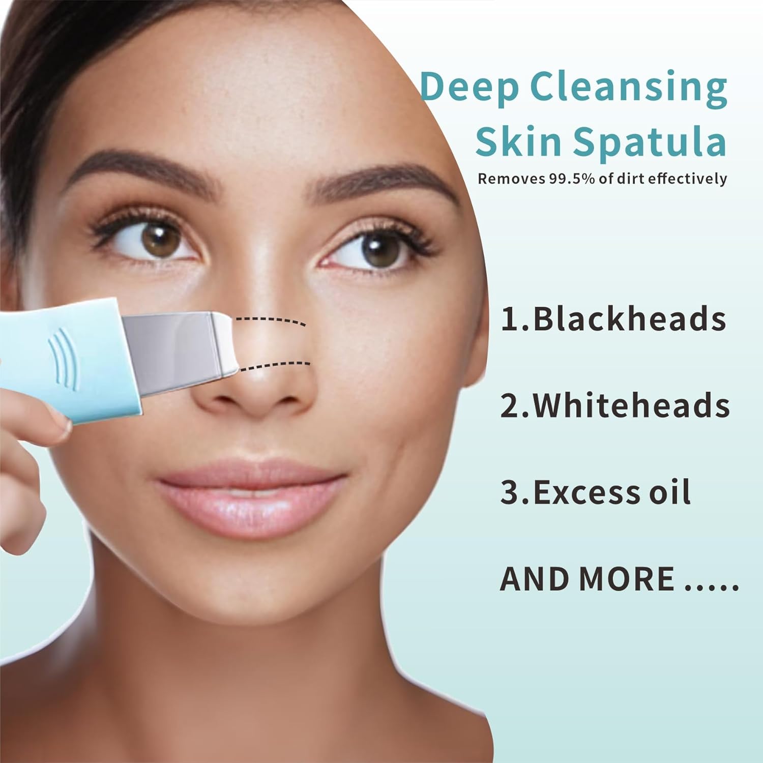2-in-1 Blackhead Remover Tool & Pore Cleansing Brush – Blue Dual-Action Face Scrubber and Mask Applicator Spatula for Deep Facial Cleansing – Suitable for Men & Women