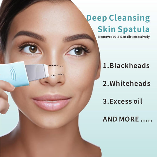 2-in-1 Blackhead Remover Tool & Pore Cleansing Brush – Blue Dual-Action Face Scrubber and Mask Applicator Spatula for Deep Facial Cleansing – Suitable for Men & Women