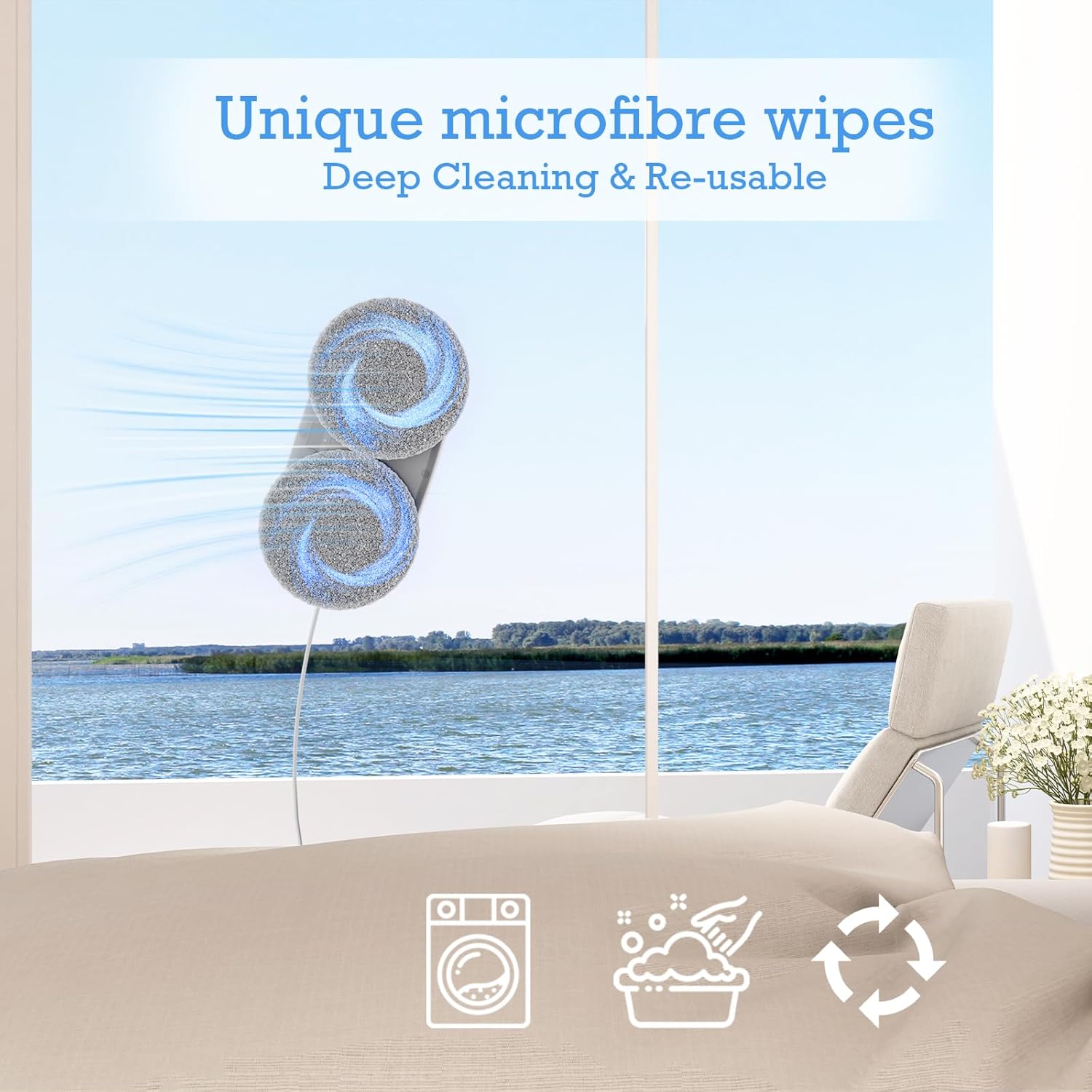 W2 Smart Window Cleaning Robot – 3800Pa Suction | AI Path Planning | Anti-Fall Edge Detection | Remote Control | Auto Glass Cleaner for High-Rise Windows & Mirrors (White)