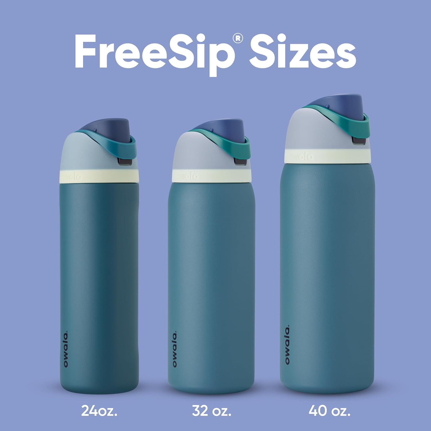 Freesip™ Insulated Stainless Steel Water Bottle – 24oz | Dual-Function Straw Lid | BPA-Free | Leakproof & Sweatproof | Travel-Friendly Sports Bottle – Denim Blue