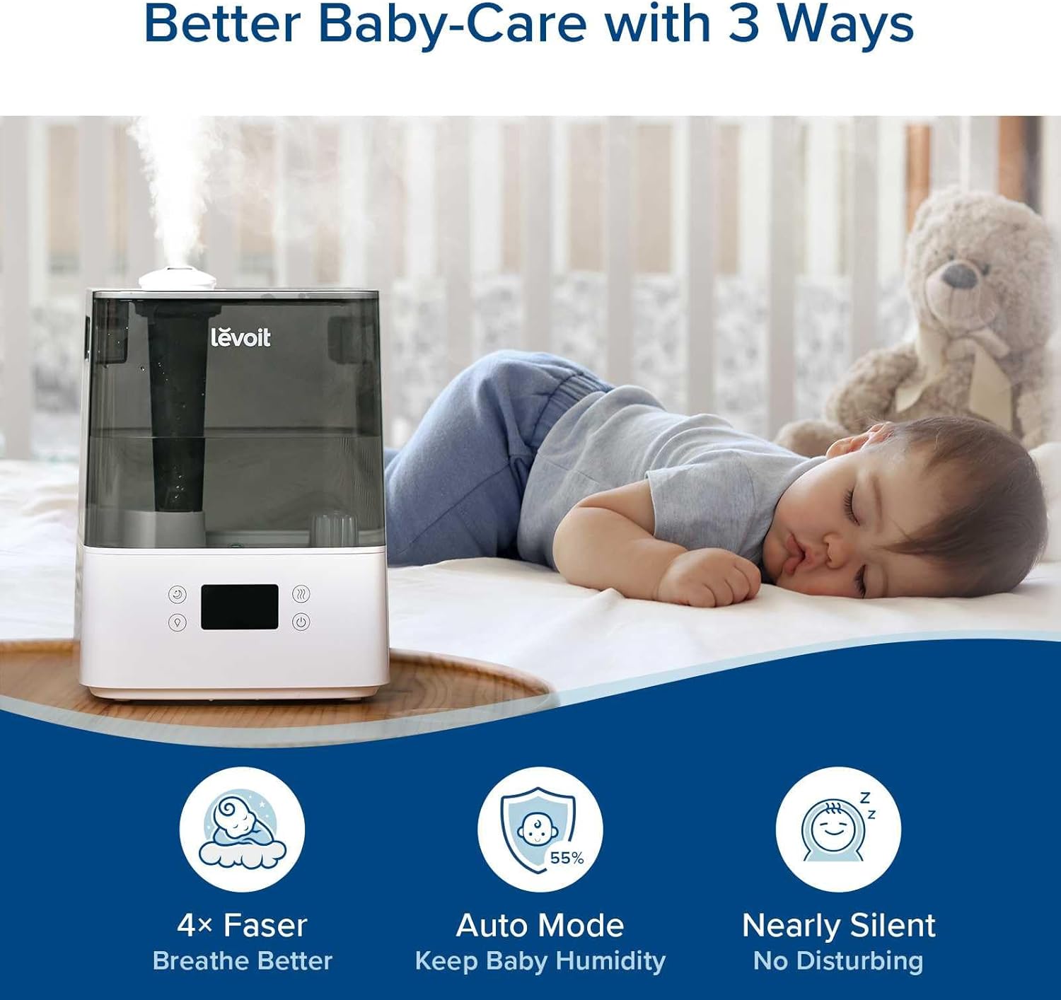 Smart Humidifiers for Bedroom Large Room Home,(6L) Cool Mist Top Fill Essential Oil Diffuser for Baby & Plants,Smart App & Voice Control, Rapid Humidification & Auto Mode-Quiet Sleep Mode, Gray