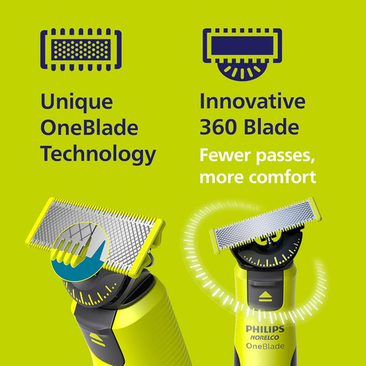 Oneblade 360 with Connectivity Hybrid Face, Electric Beard Trimmer and Shaver, with 360 Blade Technology, 1X360 Blade for Face, 5In1 Adjustable Comb, Model QP4530/90