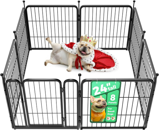 Rollick Unleashed Dog Playpen for Indoor, Yard, RV Camping, 24 Inch 8 Panels for Small and Puppy Dogs, Black│Patented