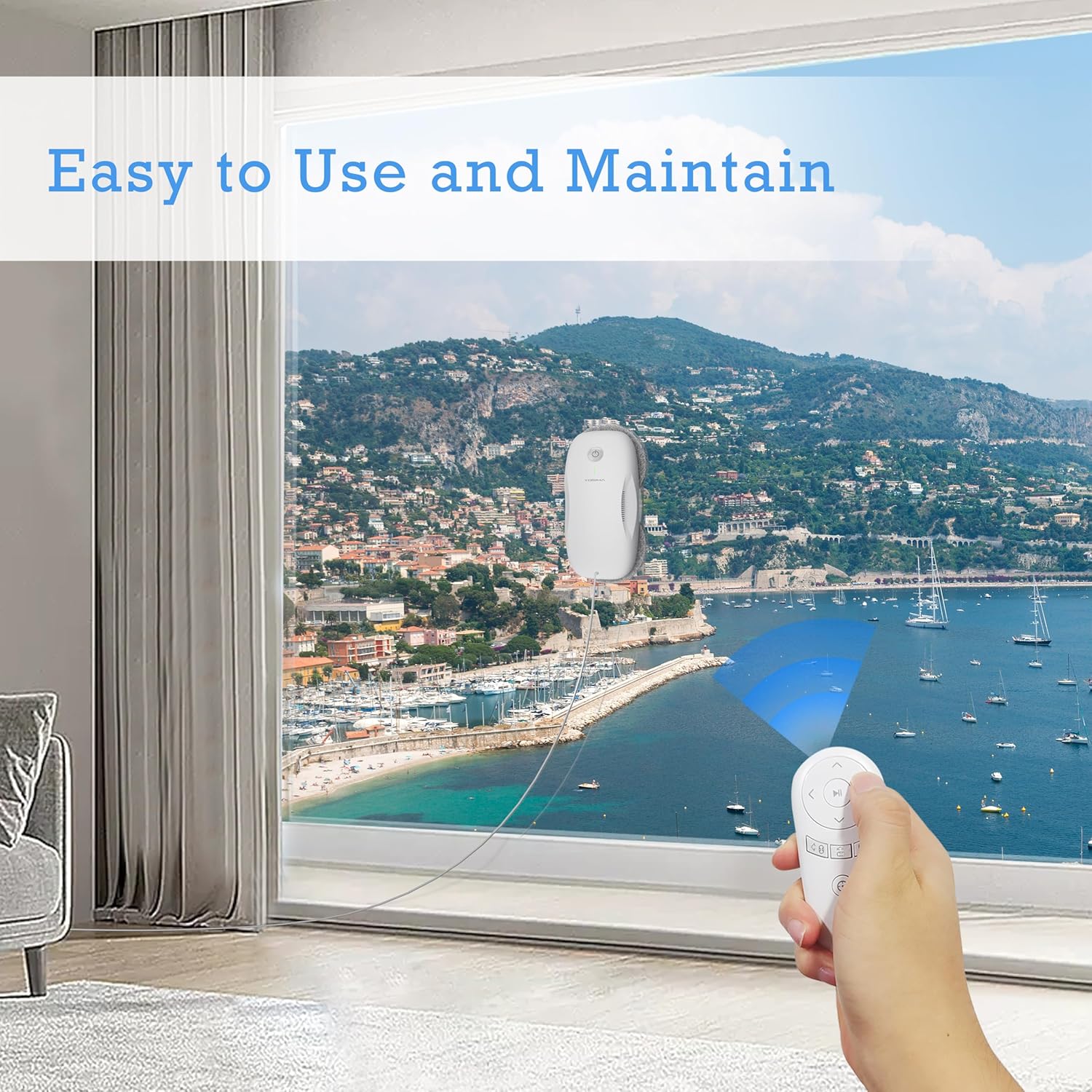 W2 Smart Window Cleaning Robot – 3800Pa Suction | AI Path Planning | Anti-Fall Edge Detection | Remote Control | Auto Glass Cleaner for High-Rise Windows & Mirrors (White)